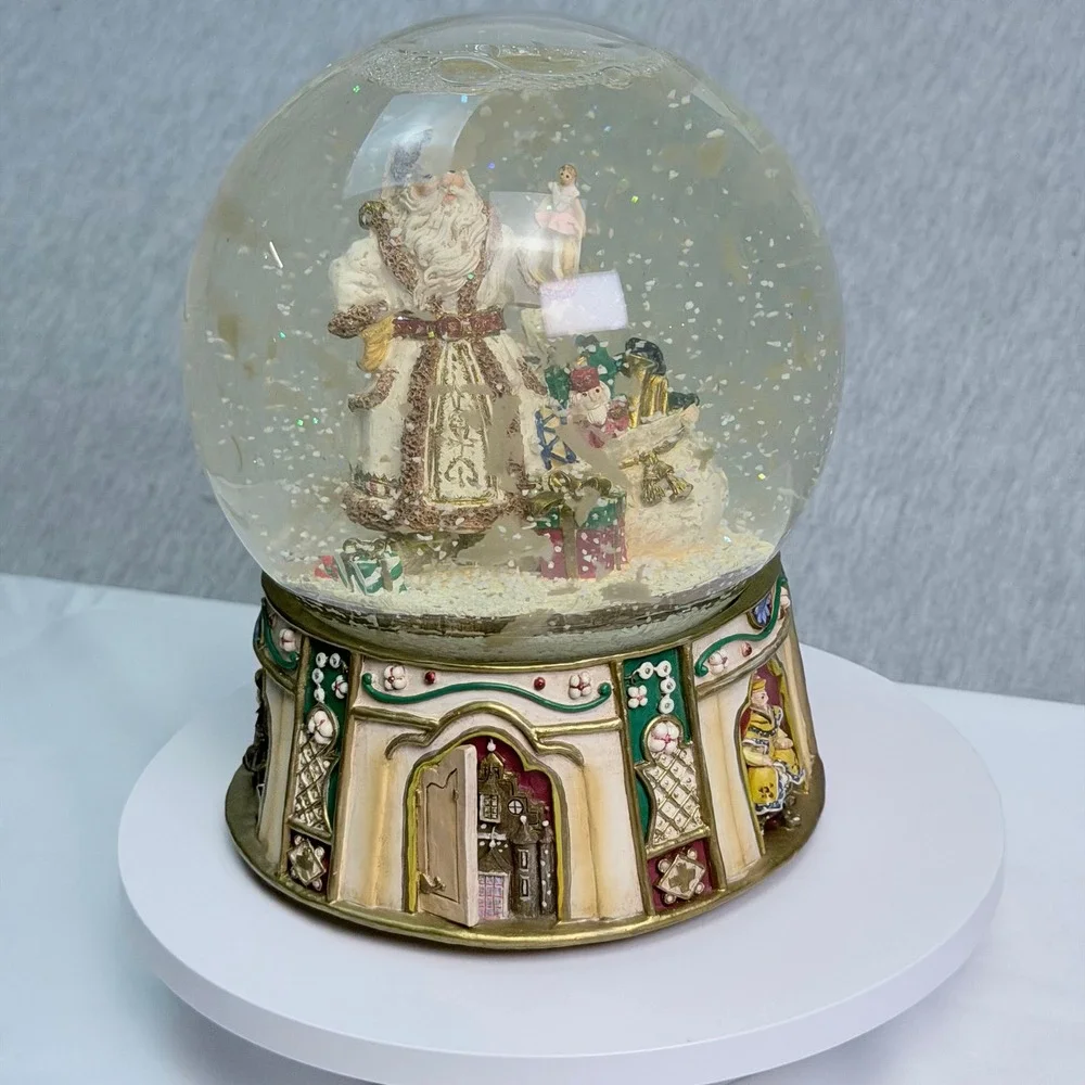 Vintage Style Musical Santa Claus Snow Globe Nutcracker Base Holiday Decor